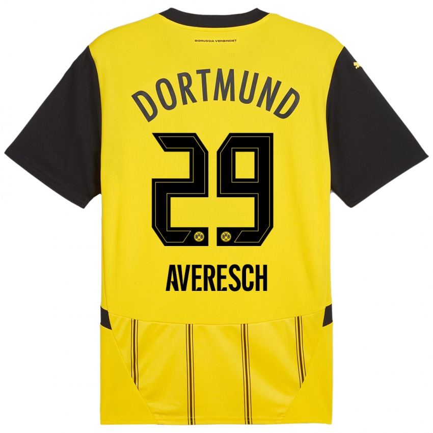 Niño Camiseta Noah Averesch #29 Amarillo Negro 1ª Equipación 2024/25 La Camisa Chile