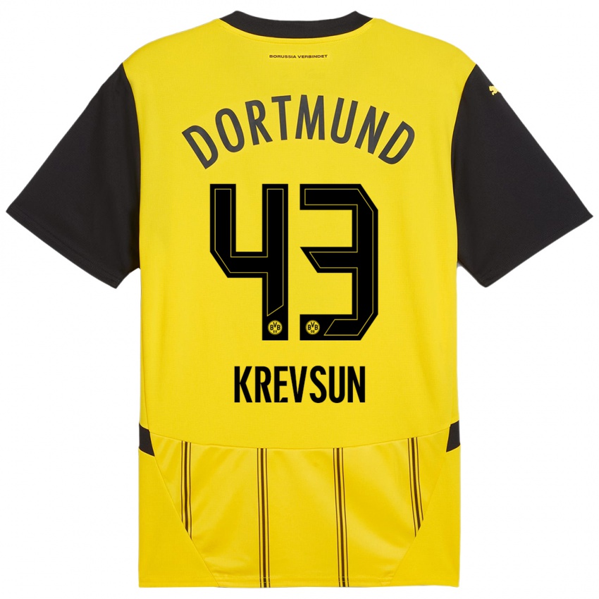 Niño Camiseta Danylo Krevsun #43 Amarillo Negro 1ª Equipación 2024/25 La Camisa Chile