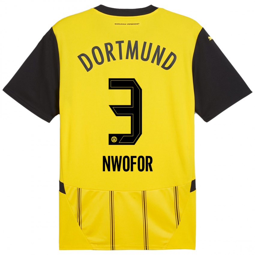 Niño Camiseta Jamie Nwofor #3 Amarillo Negro 1ª Equipación 2024/25 La Camisa Chile