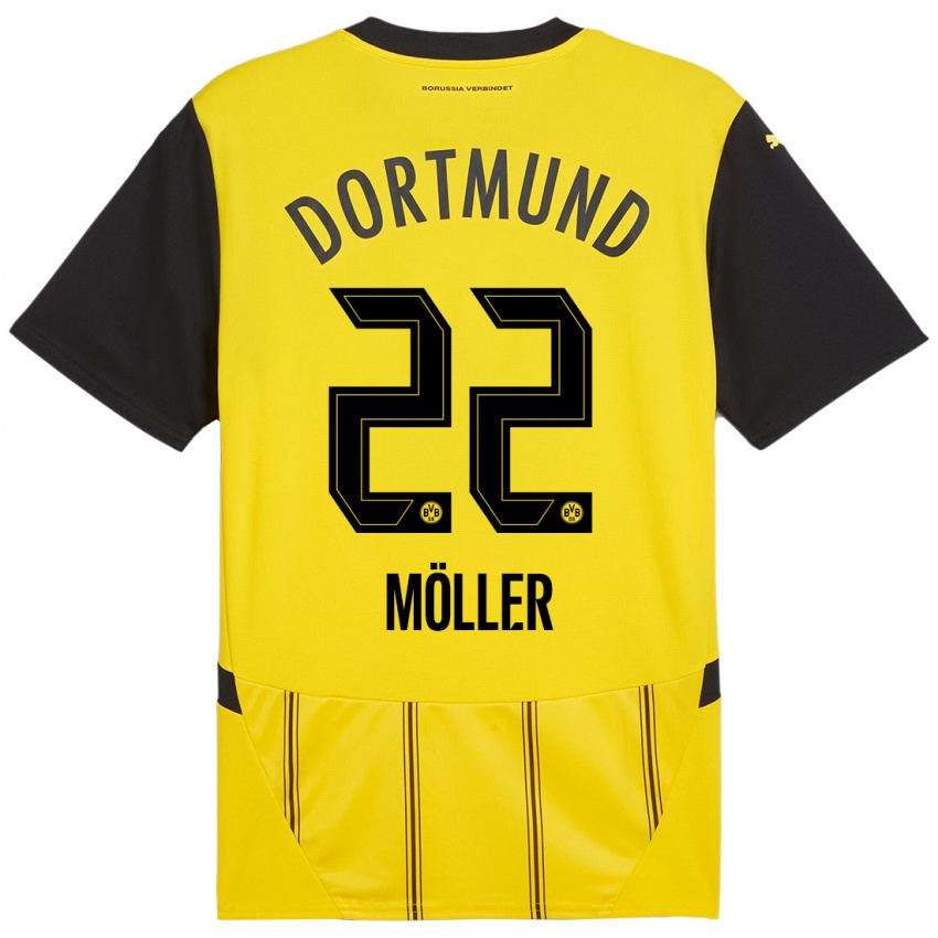 Niño Camiseta Paul Möller #22 Amarillo Negro 1ª Equipación 2024/25 La Camisa Chile