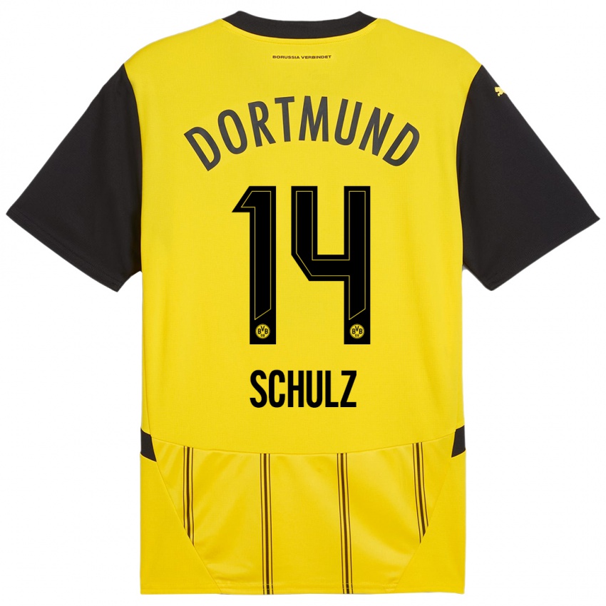 Niño Camiseta Nico Schulz #14 Amarillo Negro 1ª Equipación 2024/25 La Camisa Chile