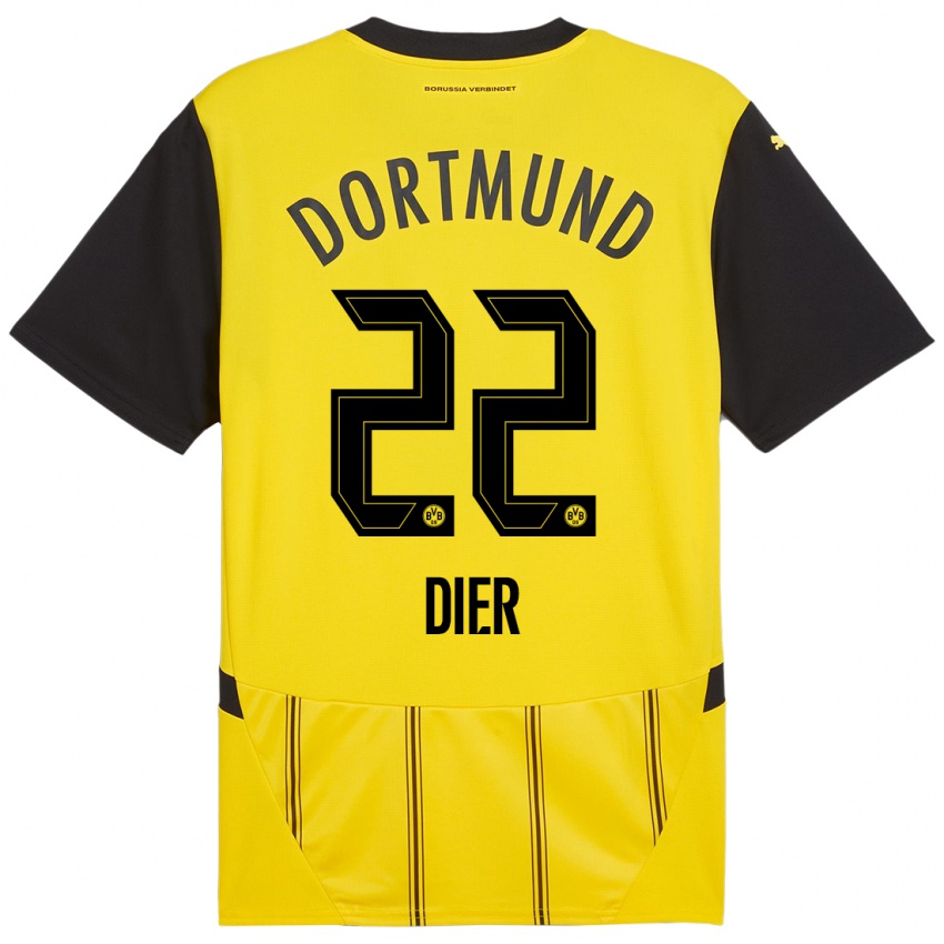 Niño Camiseta Henrik Dier #22 Amarillo Negro 1ª Equipación 2024/25 La Camisa Chile