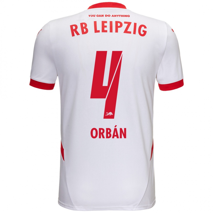 Niño Camiseta Willi Orban #4 Blanco Rojo 1ª Equipación 2024/25 La Camisa Chile