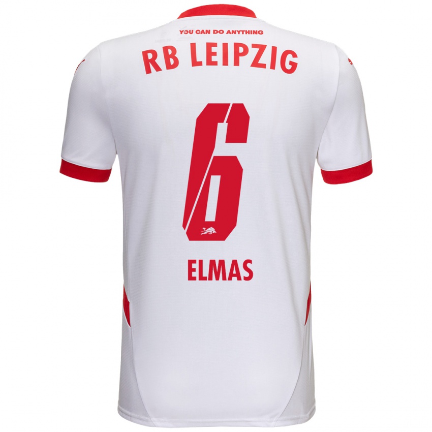 Niño Camiseta Eljif Elmas #6 Blanco Rojo 1ª Equipación 2024/25 La Camisa Chile