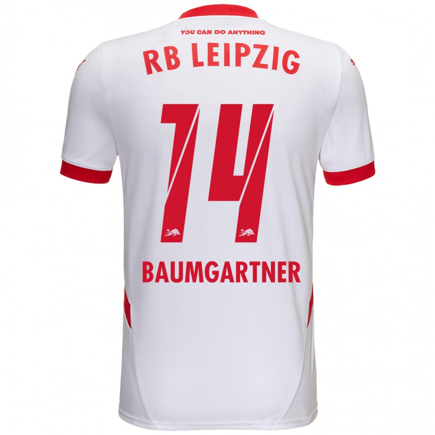 Niño Camiseta Christoph Baumgartner #14 Blanco Rojo 1ª Equipación 2024/25 La Camisa Chile