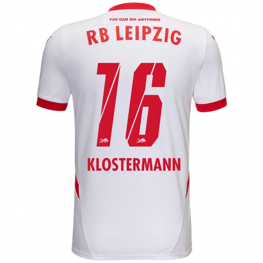 Niño Camiseta Lukas Klostermann #16 Blanco Rojo 1ª Equipación 2024/25 La Camisa Chile