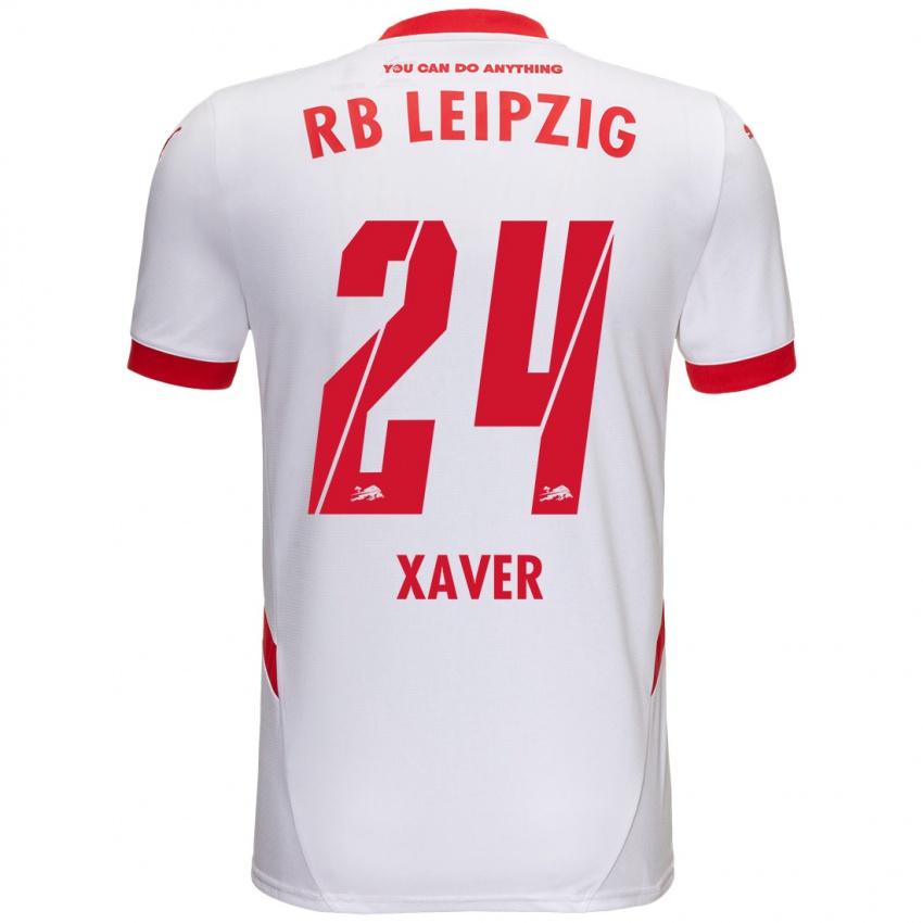 Niño Camiseta Xaver Schlager #24 Blanco Rojo 1ª Equipación 2024/25 La Camisa Chile