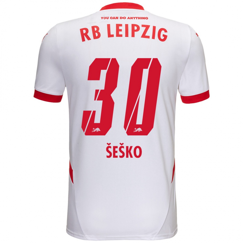 Niño Camiseta Benjamin Sesko #30 Blanco Rojo 1ª Equipación 2024/25 La Camisa Chile