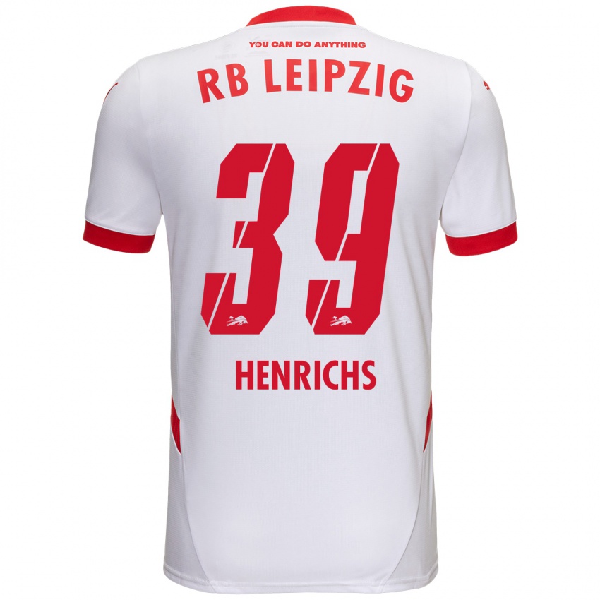 Niño Camiseta Benjamin Henrichs #39 Blanco Rojo 1ª Equipación 2024/25 La Camisa Chile