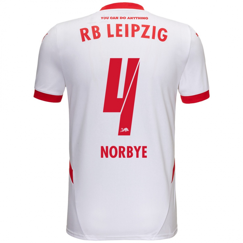 Niño Camiseta Jonathan Norbye #4 Blanco Rojo 1ª Equipación 2024/25 La Camisa Chile