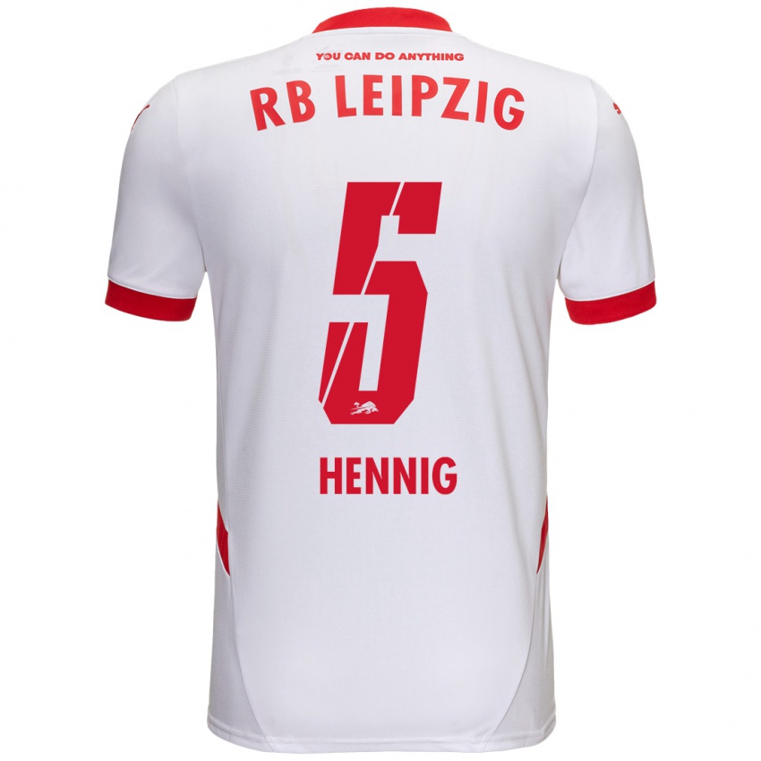 Niño Camiseta Lenny Hennig #5 Blanco Rojo 1ª Equipación 2024/25 La Camisa Chile