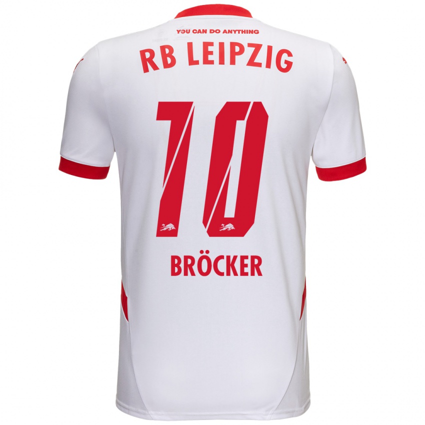 Niño Camiseta Mads Bröcker #10 Blanco Rojo 1ª Equipación 2024/25 La Camisa Chile