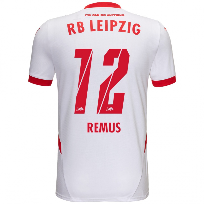 Niño Camiseta Niklas Remus #12 Blanco Rojo 1ª Equipación 2024/25 La Camisa Chile