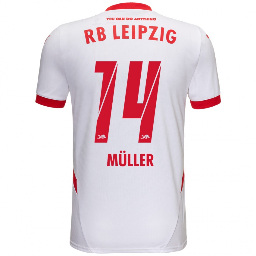 Niño Camiseta Hannes Müller #14 Blanco Rojo 1ª Equipación 2024/25 La Camisa Chile