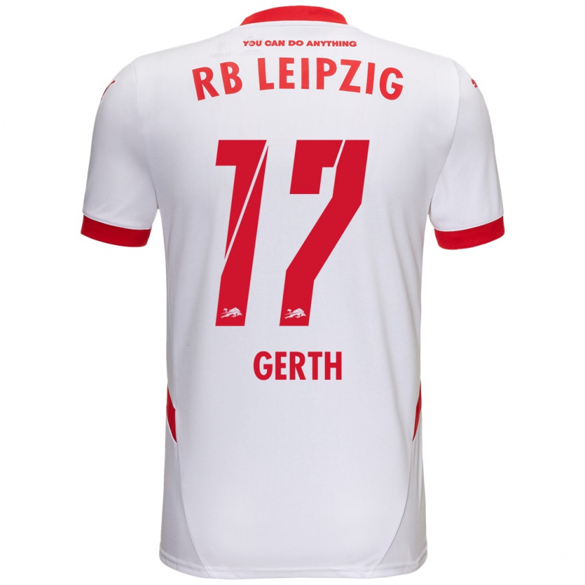 Niño Camiseta Amos Gerth #17 Blanco Rojo 1ª Equipación 2024/25 La Camisa Chile