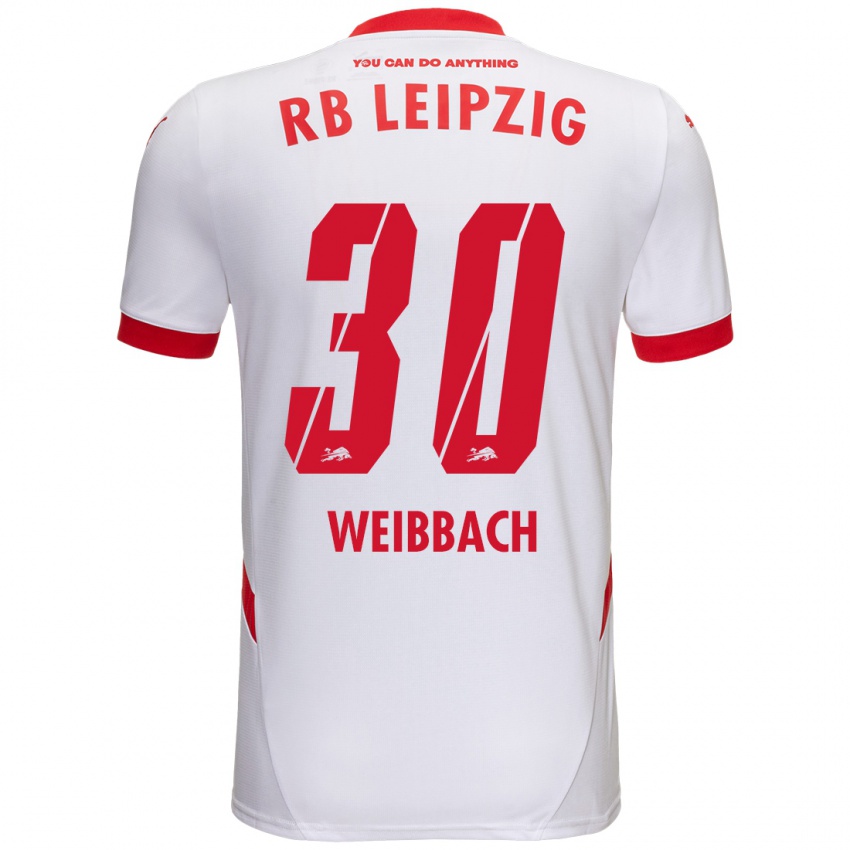 Niño Camiseta Noah Weißbach #30 Blanco Rojo 1ª Equipación 2024/25 La Camisa Chile