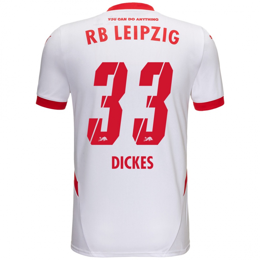 Niño Camiseta Fernando Dickes #33 Blanco Rojo 1ª Equipación 2024/25 La Camisa Chile