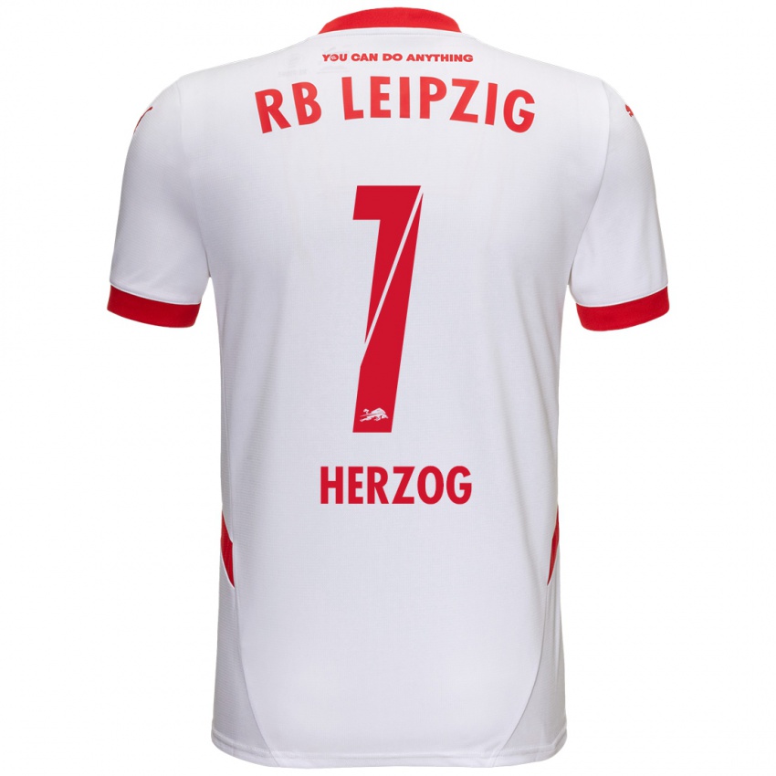 Niño Camiseta Elvira Herzog #1 Blanco Rojo 1ª Equipación 2024/25 La Camisa Chile