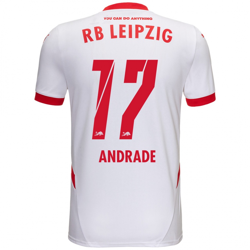 Niño Camiseta Lydia Andrade #17 Blanco Rojo 1ª Equipación 2024/25 La Camisa Chile