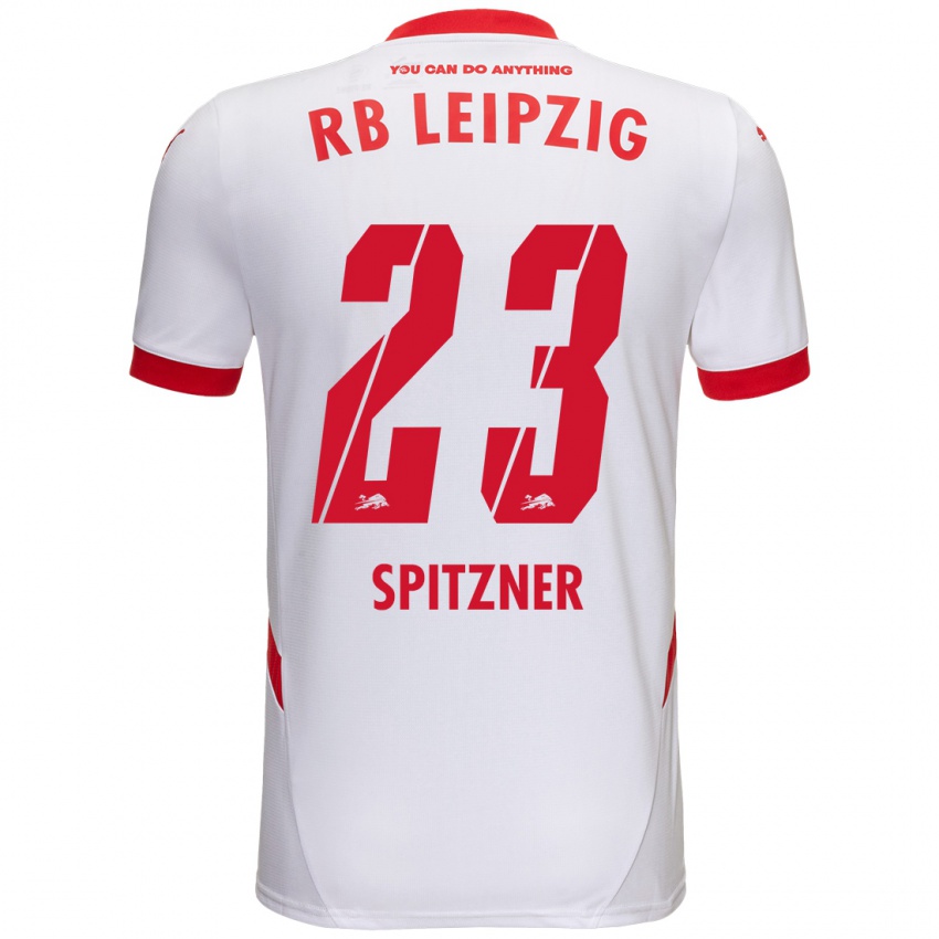 Niño Camiseta Kyra Spitzner #23 Blanco Rojo 1ª Equipación 2024/25 La Camisa Chile