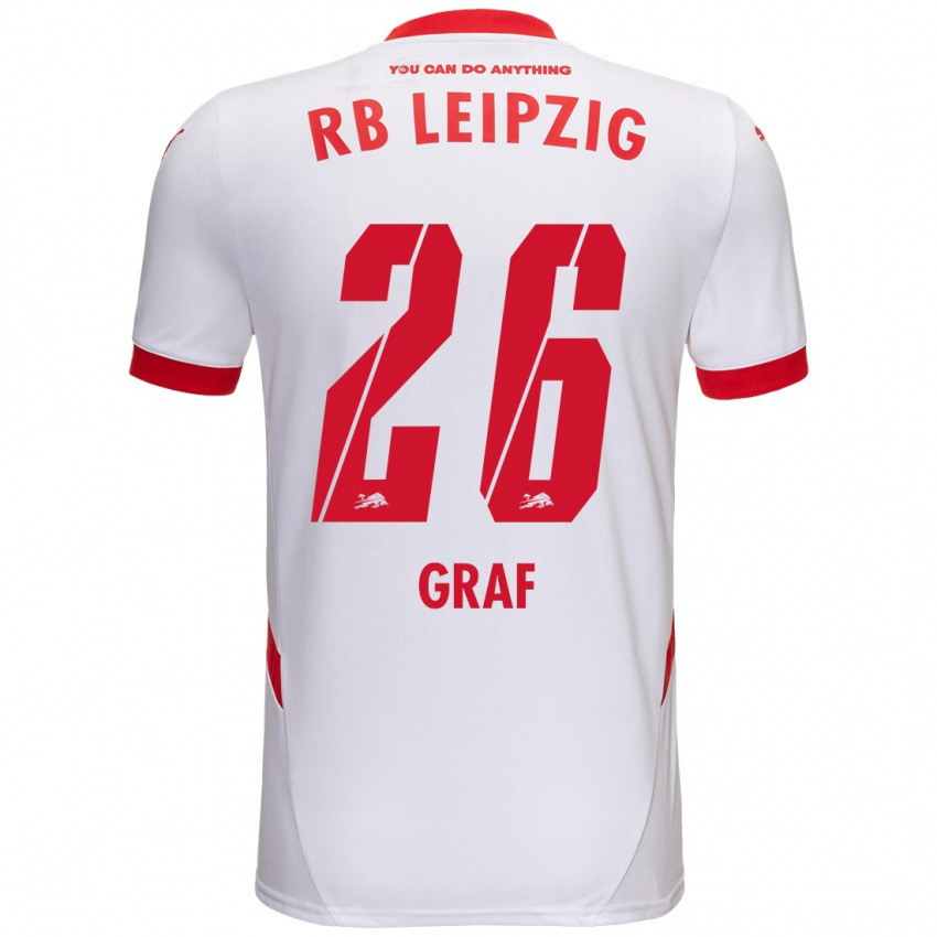 Niño Camiseta Luca Maria Graf #26 Blanco Rojo 1ª Equipación 2024/25 La Camisa Chile