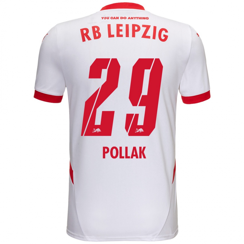 Niño Camiseta Julia Pollak #29 Blanco Rojo 1ª Equipación 2024/25 La Camisa Chile