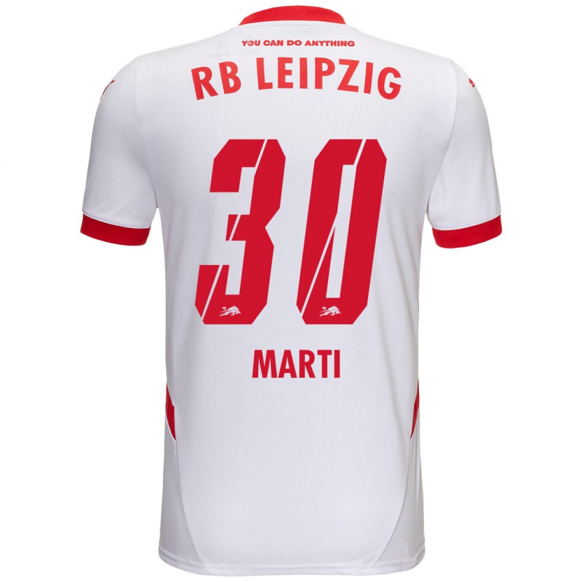 Niño Camiseta Lara Marti #30 Blanco Rojo 1ª Equipación 2024/25 La Camisa Chile