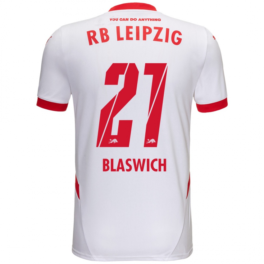 Niño Camiseta Janis Blaswich #21 Blanco Rojo 1ª Equipación 2024/25 La Camisa Chile