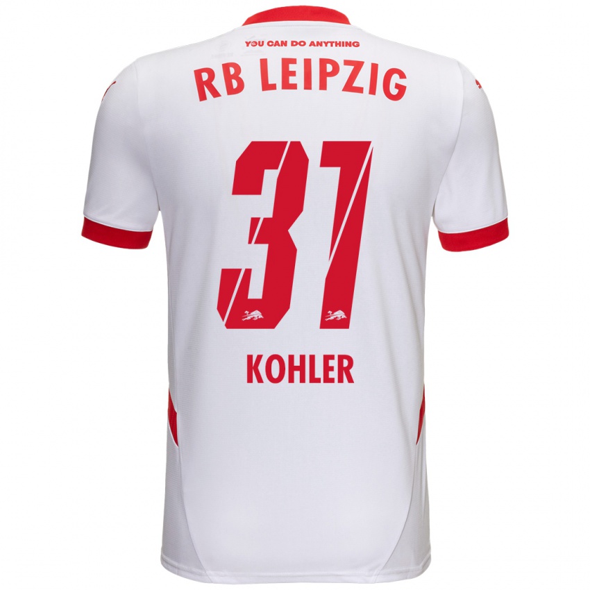 Niño Camiseta Tim Köhler #31 Blanco Rojo 1ª Equipación 2024/25 La Camisa Chile