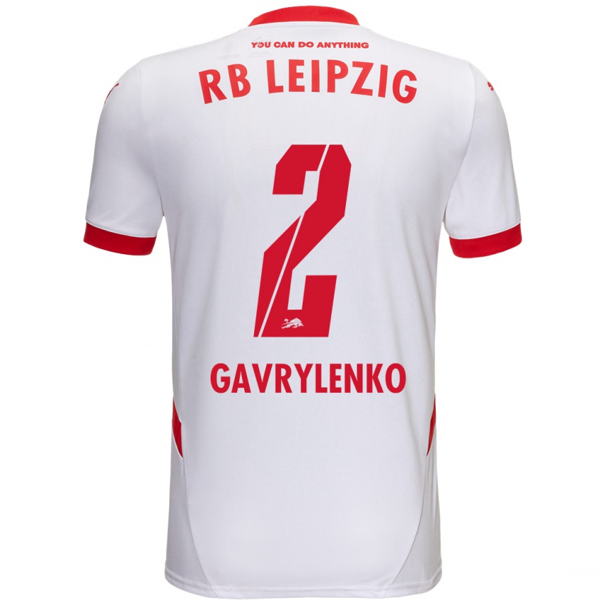 Niño Camiseta Oleksandr Gavrylenko #2 Blanco Rojo 1ª Equipación 2024/25 La Camisa Chile