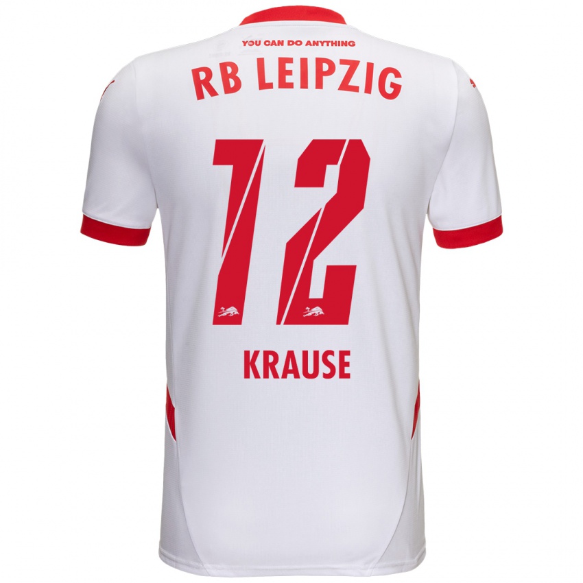 Niño Camiseta Arno Krause #12 Blanco Rojo 1ª Equipación 2024/25 La Camisa Chile