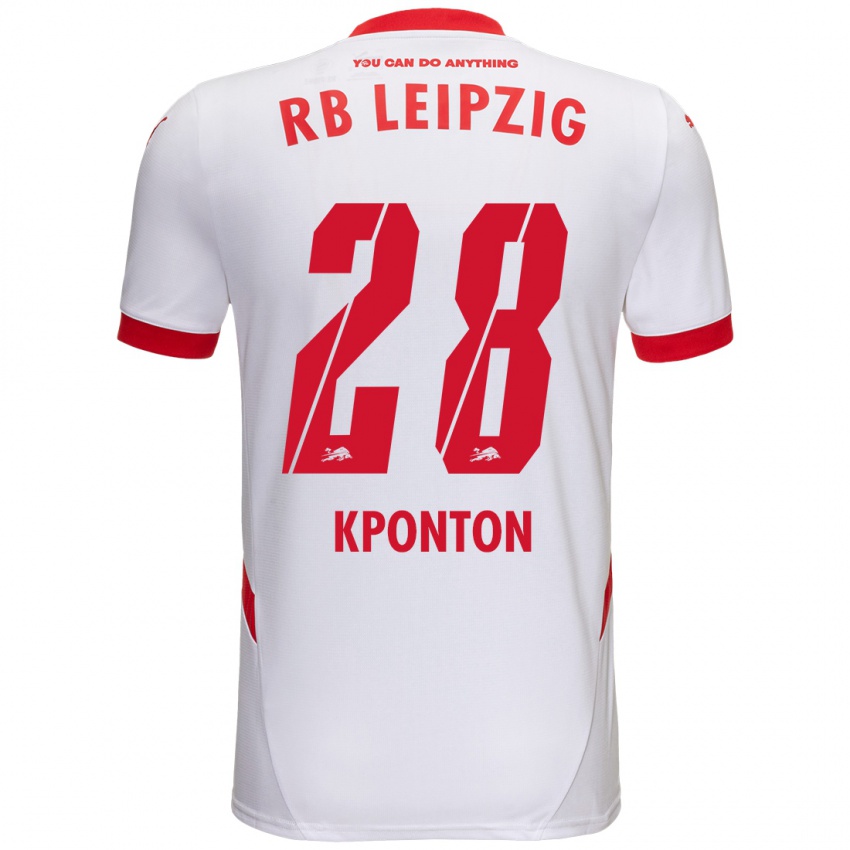 Niño Camiseta Marwan Kponton #28 Blanco Rojo 1ª Equipación 2024/25 La Camisa Chile