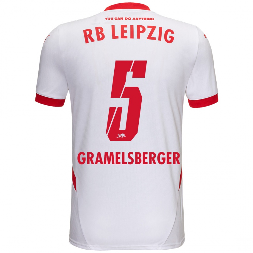 Niño Camiseta Lennert Gramelsberger #5 Blanco Rojo 1ª Equipación 2024/25 La Camisa Chile