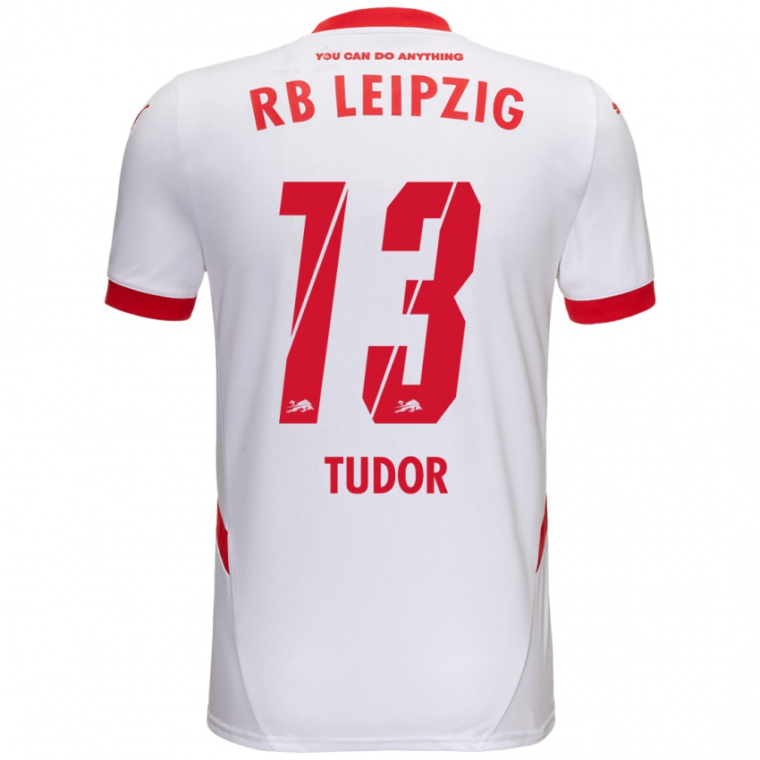 Niño Camiseta Aaron Tudor #13 Blanco Rojo 1ª Equipación 2024/25 La Camisa Chile