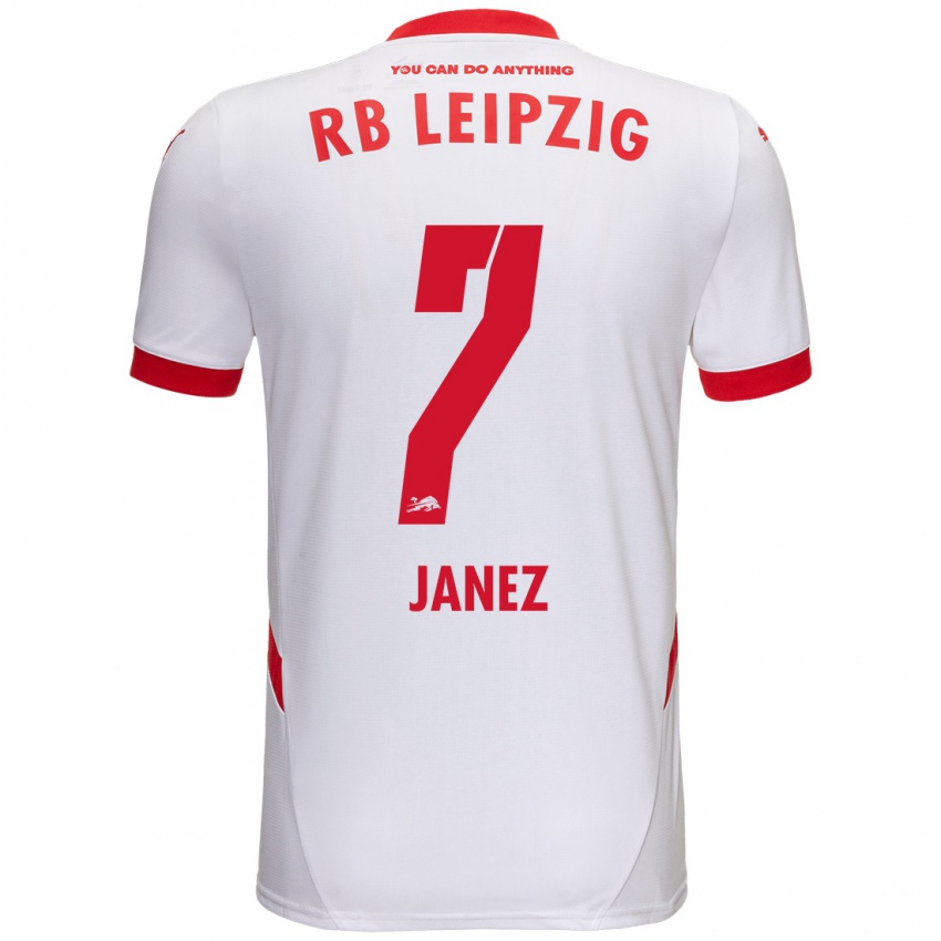 Niño Camiseta Korina Lara Janež #7 Blanco Rojo 1ª Equipación 2024/25 La Camisa Chile