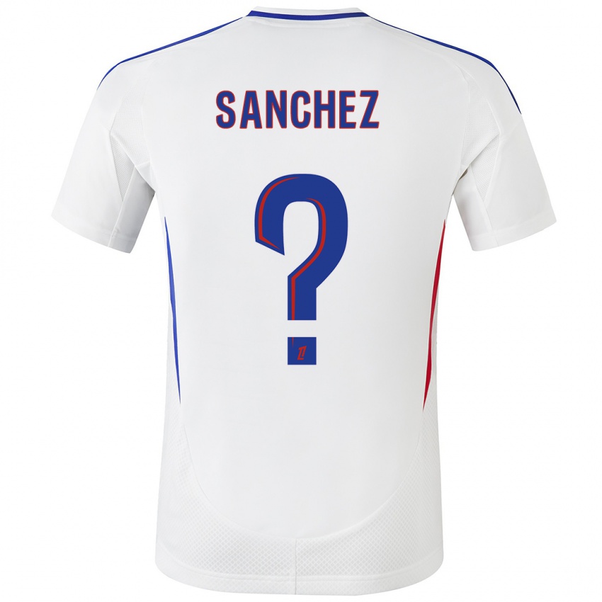 Niño Camiseta Florent Sanchez #0 Blanco Azul 1ª Equipación 2024/25 La Camisa Chile