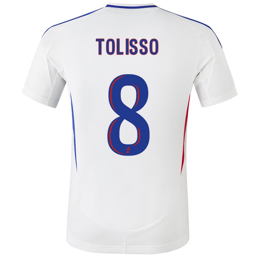 Niño Camiseta Corentin Tolisso #8 Blanco Azul 1ª Equipación 2024/25 La Camisa Chile