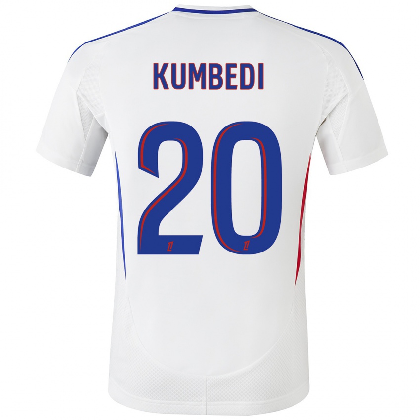 Niño Camiseta Saël Kumbedi #20 Blanco Azul 1ª Equipación 2024/25 La Camisa Chile