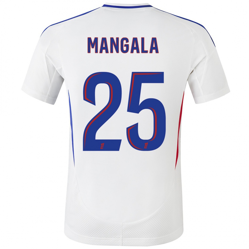 Niño Camiseta Orel Mangala #25 Blanco Azul 1ª Equipación 2024/25 La Camisa Chile