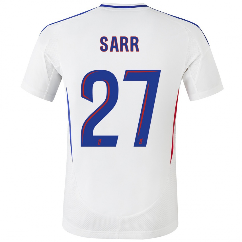 Niño Camiseta Amin Sarr #27 Blanco Azul 1ª Equipación 2024/25 La Camisa Chile