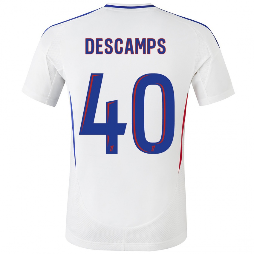 Niño Camiseta Rémy Descamps #40 Blanco Azul 1ª Equipación 2024/25 La Camisa Chile