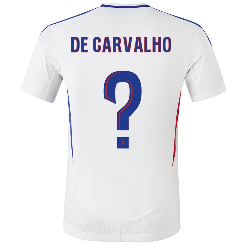 Niño Camiseta Mathys De Carvalho #0 Blanco Azul 1ª Equipación 2024/25 La Camisa Chile