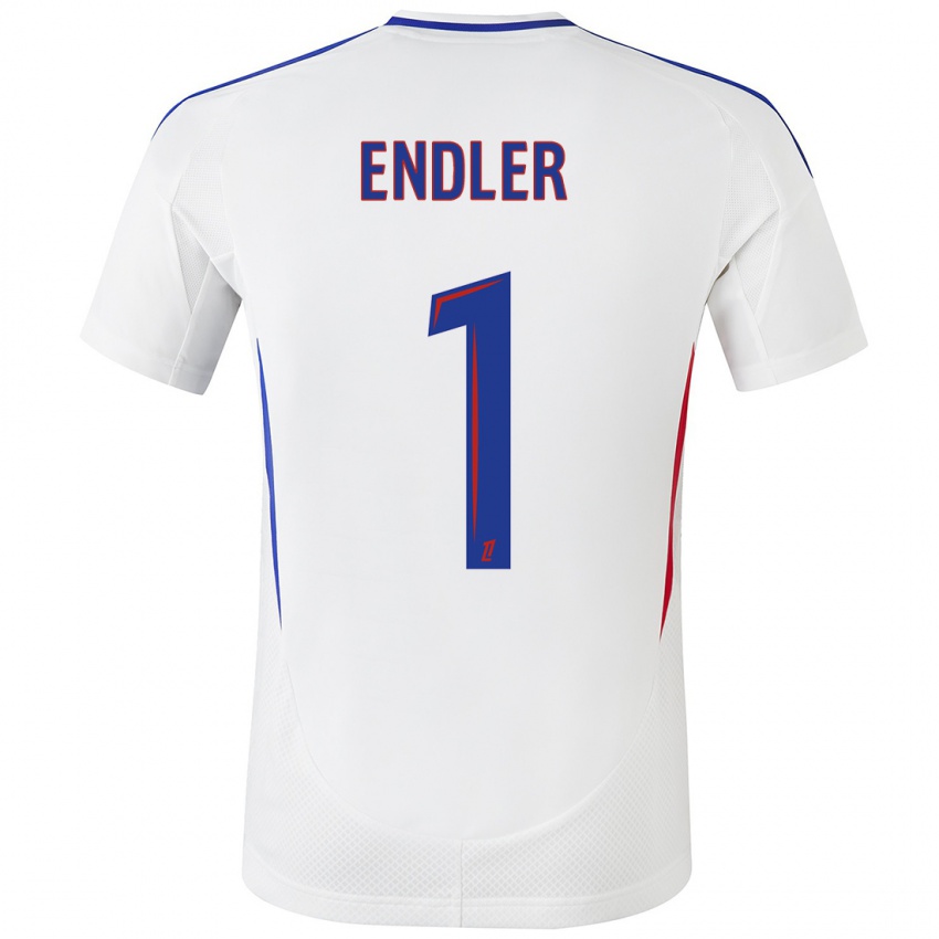 Niño Camiseta Christiane Endler #1 Blanco Azul 1ª Equipación 2024/25 La Camisa Chile