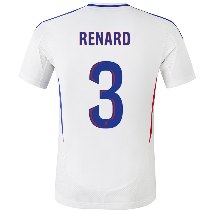 Niño Camiseta Wendie Renard #3 Blanco Azul 1ª Equipación 2024/25 La Camisa Chile