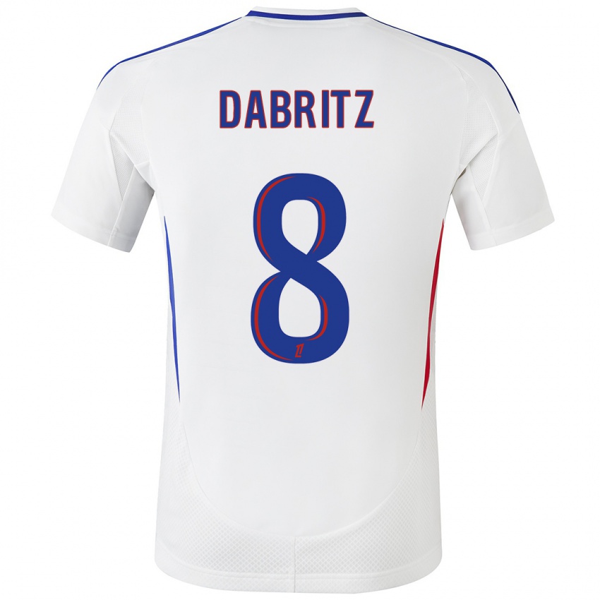 Niño Camiseta Sara Däbritz #8 Blanco Azul 1ª Equipación 2024/25 La Camisa Chile