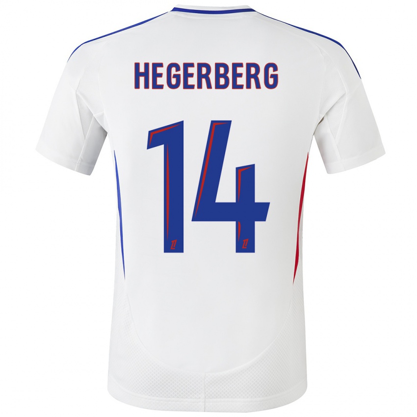 Niño Camiseta Ada Hegerberg #14 Blanco Azul 1ª Equipación 2024/25 La Camisa Chile