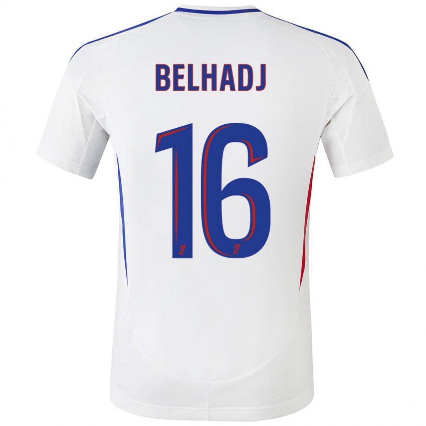 Niño Camiseta Féerine Belhadj #16 Blanco Azul 1ª Equipación 2024/25 La Camisa Chile