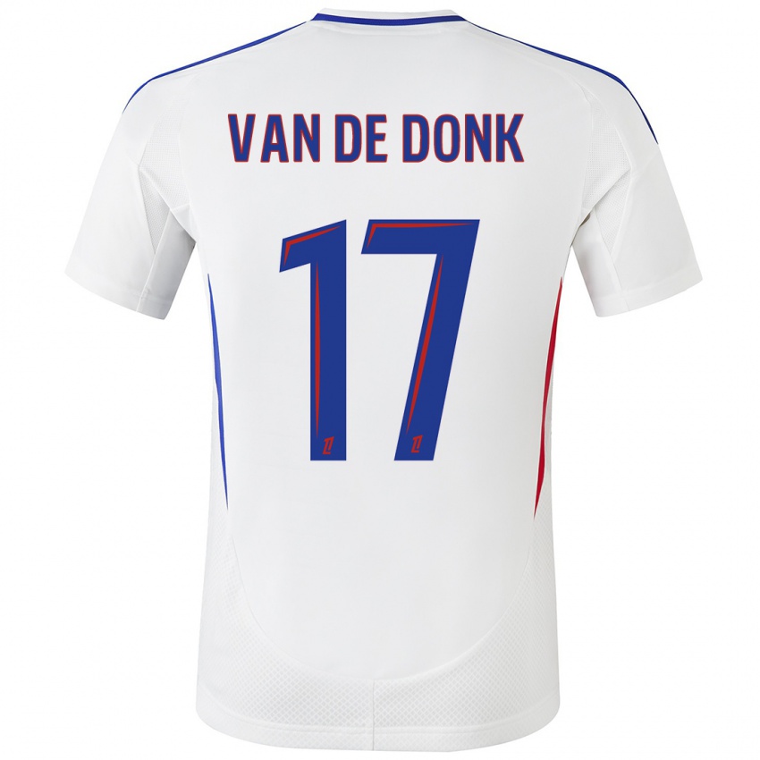 Niño Camiseta Danielle Van De Donk #17 Blanco Azul 1ª Equipación 2024/25 La Camisa Chile