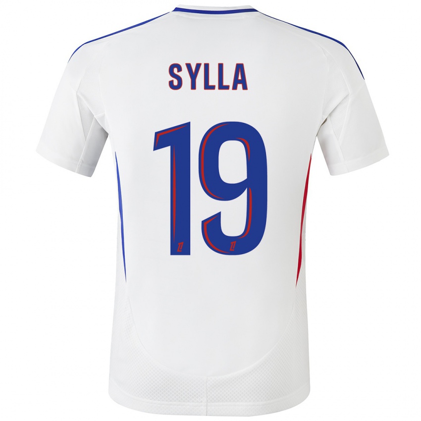 Niño Camiseta Kysha Sylla #19 Blanco Azul 1ª Equipación 2024/25 La Camisa Chile