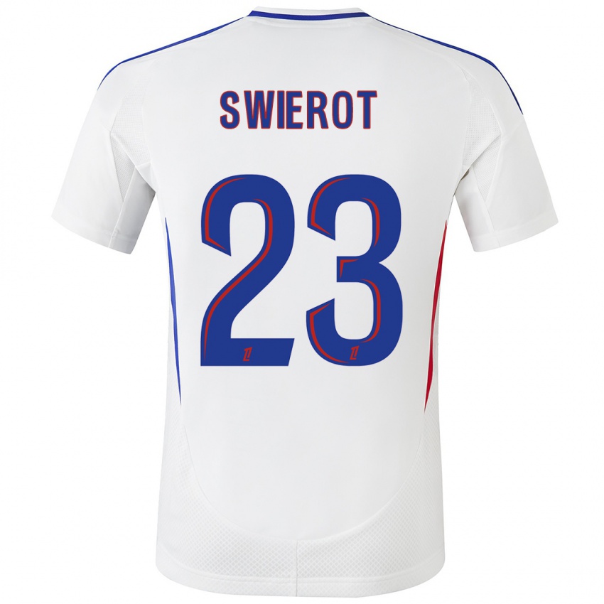 Niño Camiseta Julie Swierot #23 Blanco Azul 1ª Equipación 2024/25 La Camisa Chile